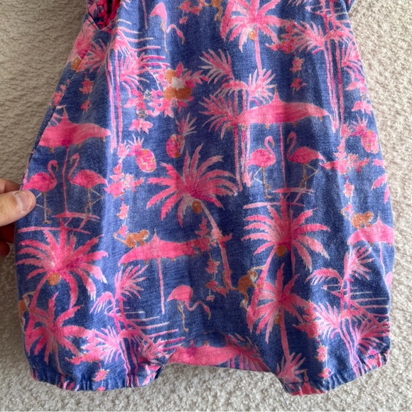Vineyard Vines Baby Girl One Piece Flamingo Monkey Pink Romper Size 3-6‎ Months - Picture 7 of 10